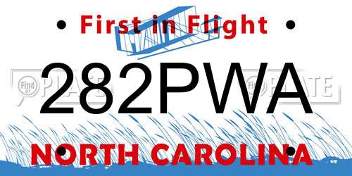 282PWA North Carolina License Plate
