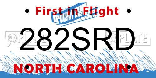 282SRD North Carolina License Plate