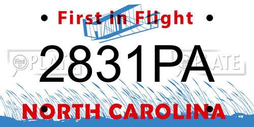 2831PA North Carolina License Plate