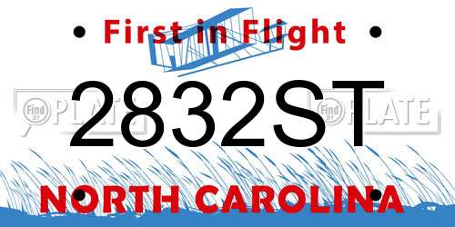 2832ST North Carolina License Plate