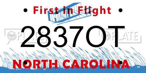 2837OT North Carolina License Plate