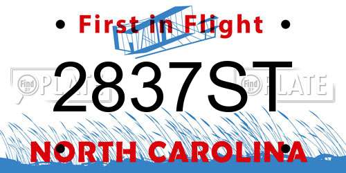 2837ST North Carolina License Plate