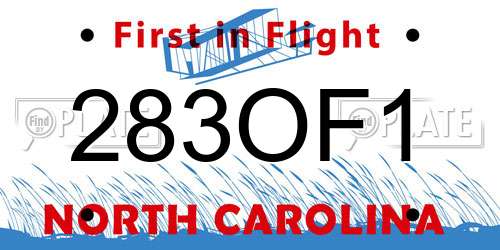 283OF1 North Carolina License Plate