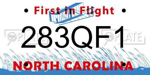 283QF1 North Carolina License Plate