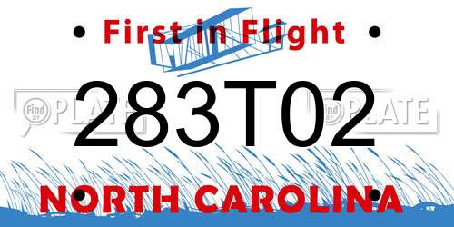 283T02 North Carolina License Plate