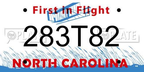 283T82 North Carolina License Plate