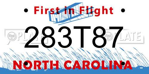 283T87 North Carolina License Plate