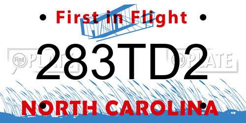 283TD2 North Carolina License Plate