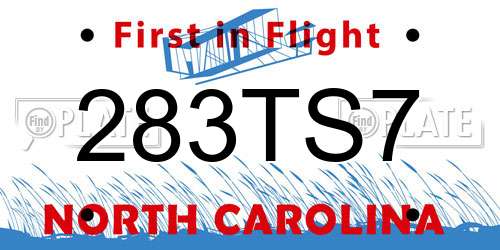 283TS7 North Carolina License Plate