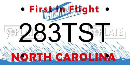 283TST North Carolina License Plate