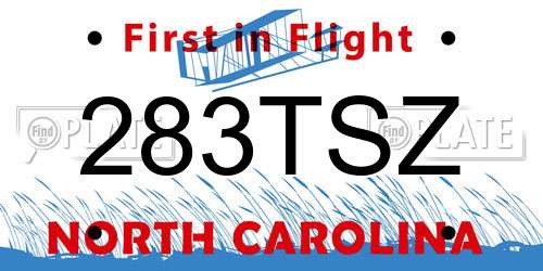 283TSZ North Carolina License Plate