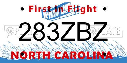 283ZBZ North Carolina License Plate