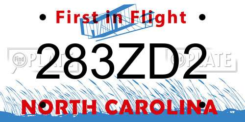 283ZD2 North Carolina License Plate