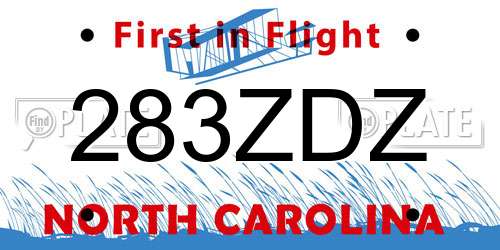 283ZDZ North Carolina License Plate