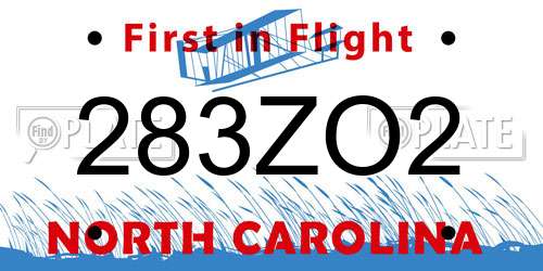 283ZO2 North Carolina License Plate