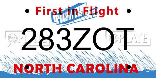 283ZOT North Carolina License Plate