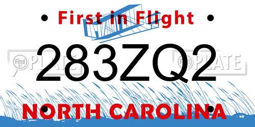 283ZQ2 North Carolina License Plate