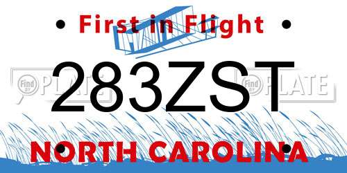283ZST North Carolina License Plate