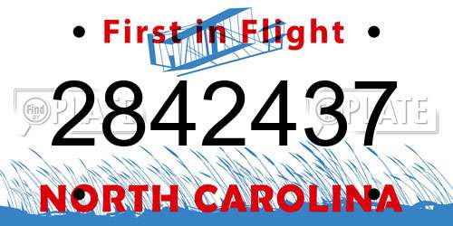 2842437 North Carolina License Plate