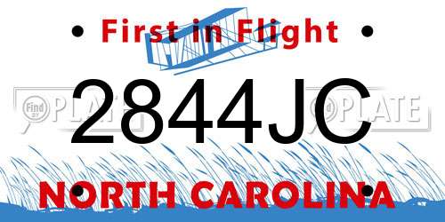 2844JC North Carolina License Plate