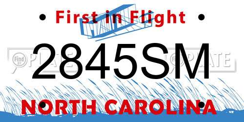 2845SM North Carolina License Plate