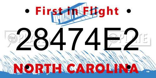 28474E2 North Carolina License Plate