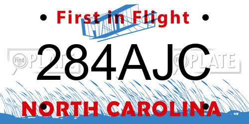 284AJC North Carolina License Plate