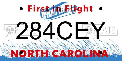 284CEY North Carolina License Plate