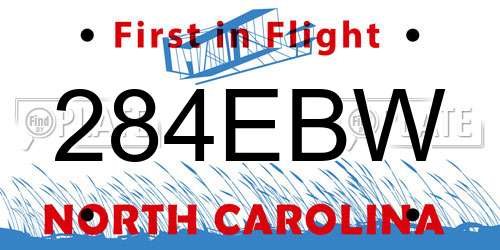 284EBW North Carolina License Plate