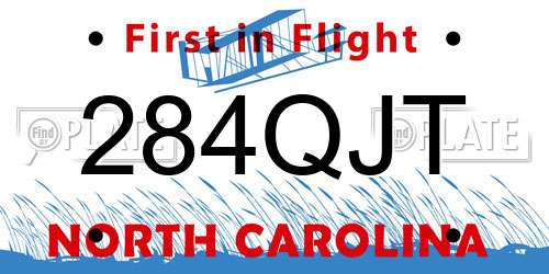 284QJT North Carolina License Plate