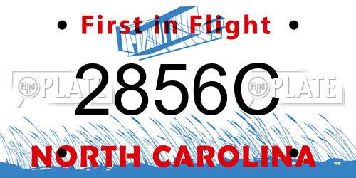 2856C North Carolina License Plate