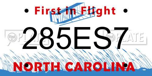 285ES7 North Carolina License Plate