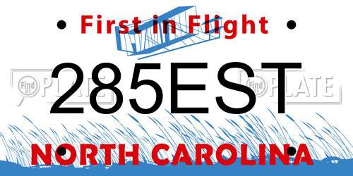 285EST North Carolina License Plate