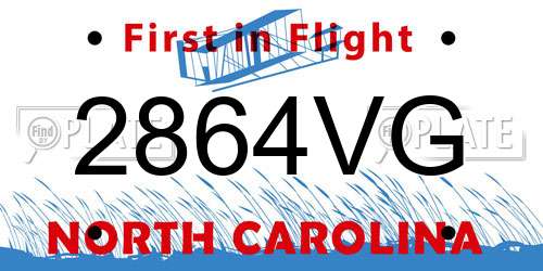 2864VG North Carolina License Plate