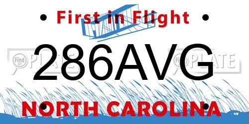 286AVG North Carolina License Plate