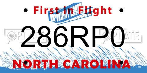 286RP0 North Carolina License Plate