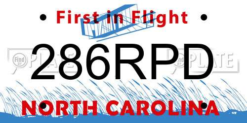 286RPD North Carolina License Plate