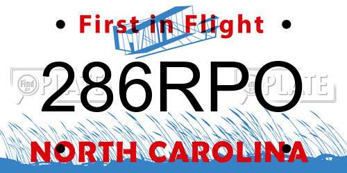286RPO North Carolina License Plate