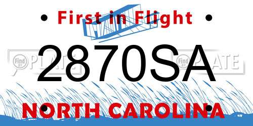 2870SA North Carolina License Plate