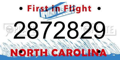 2872829 North Carolina License Plate