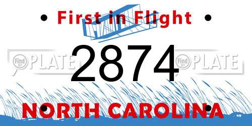 2874 North Carolina License Plate