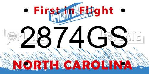 2874GS North Carolina License Plate