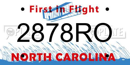 2878RO North Carolina License Plate