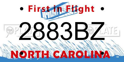 2883BZ North Carolina License Plate