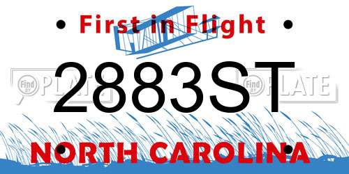 2883ST North Carolina License Plate
