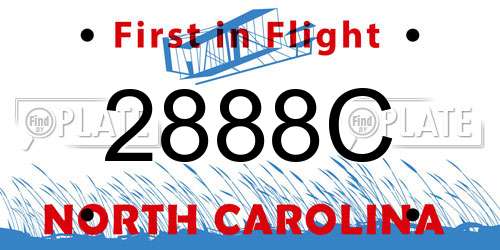 2888C North Carolina License Plate