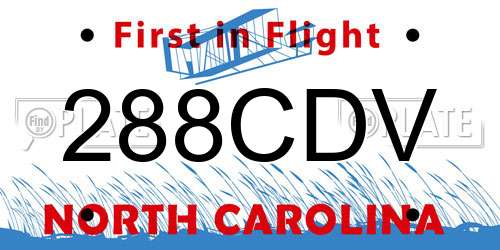 288CDV North Carolina License Plate