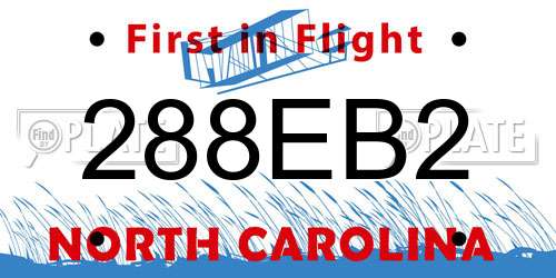 288EB2 North Carolina License Plate