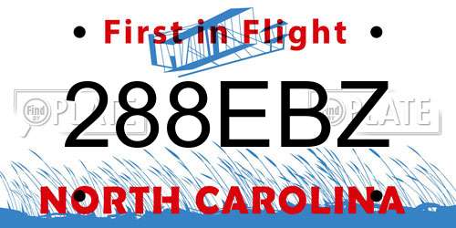 288EBZ North Carolina License Plate