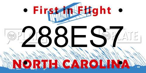 288ES7 North Carolina License Plate